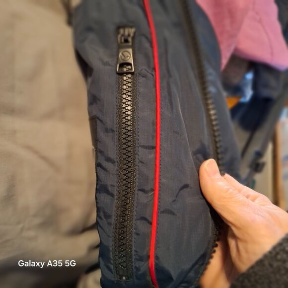 Down Filled Hawke & Co Mens Blue Puffer Jacket With Zipper & Button Closure Hood - Picture 10 of 14